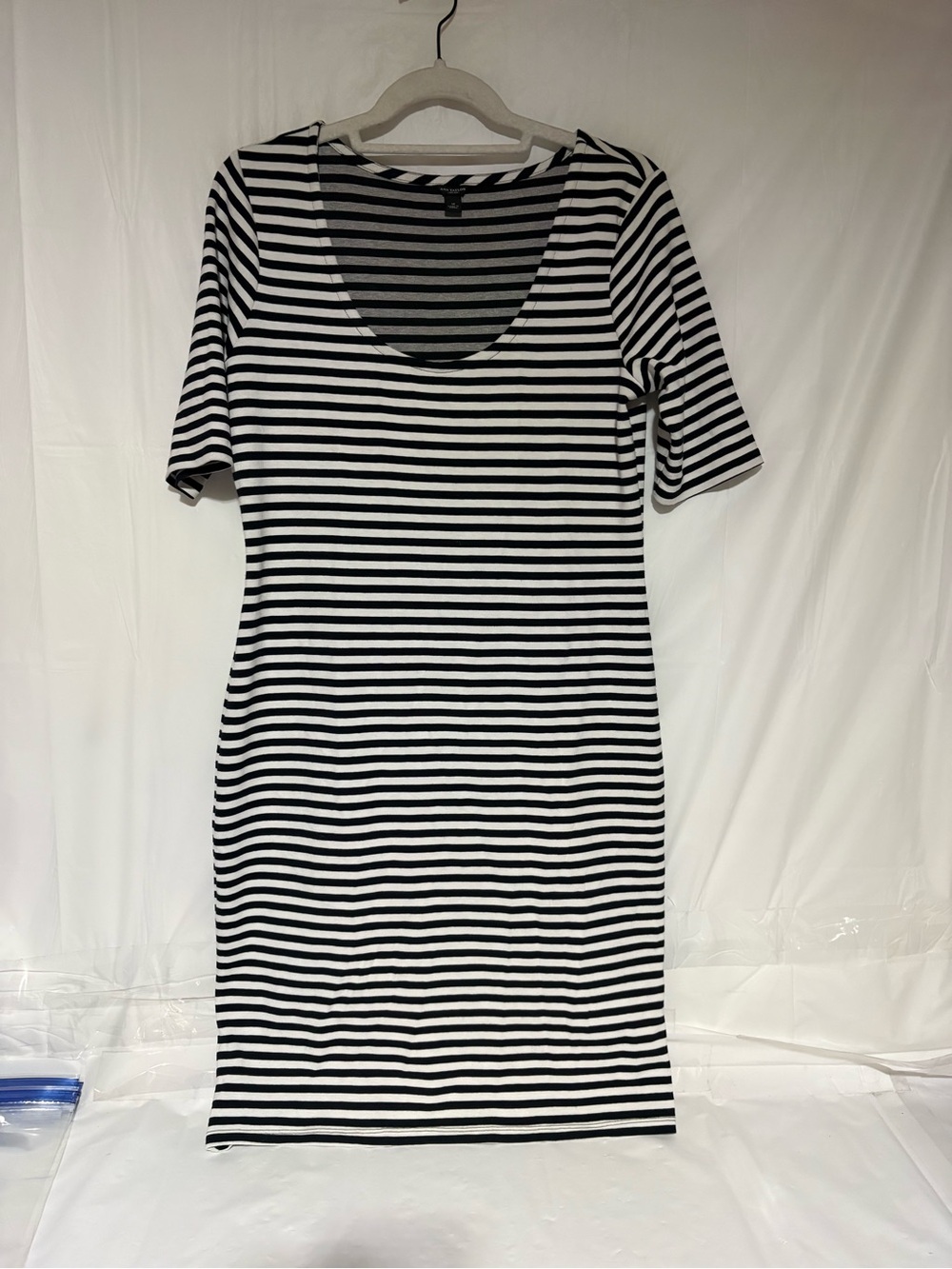 Ann Taylor Black and White Striped Sleeveless Dress